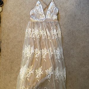White lace maxi dress